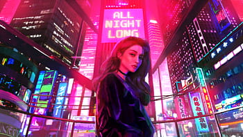 Synth #Retrowave #neon #cyberpunk digital art #1080P #wallpaper