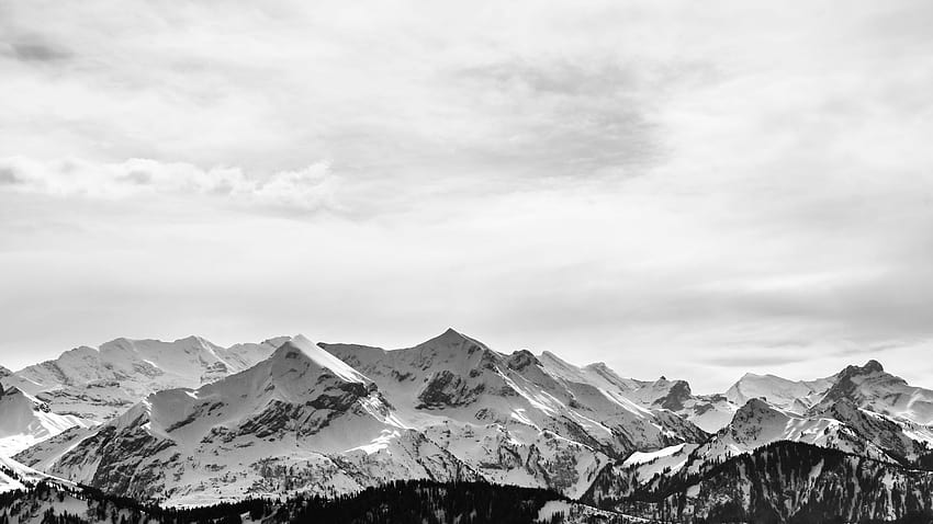 Black White Mountain, black and white minimal mountains HD wallpaper