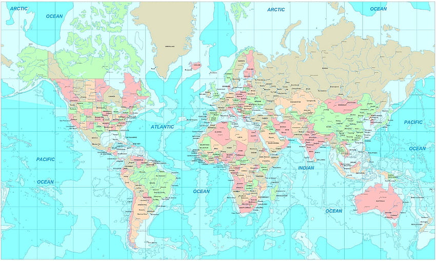 Carte du monde Carte du monde fraîche haute résolution, carte du monde haute définition Fond d'écran HD