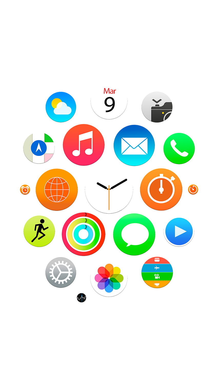 Íconos de la aplicación Apple Watch para iPhone, iPad e íconos de Apple iPhone fondo de pantalla del teléfono