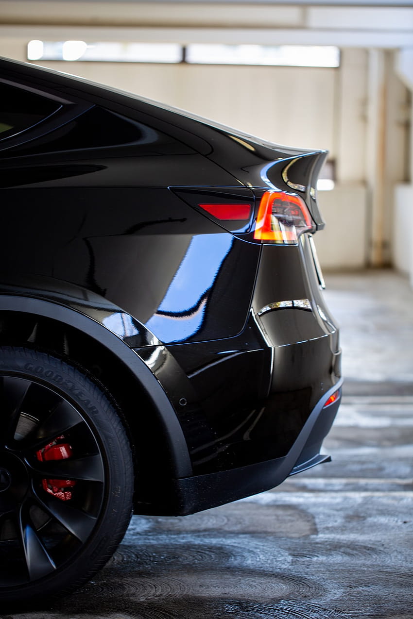 black car on gray concrete road – Tesla model y, tesla y HD phone wallpaper