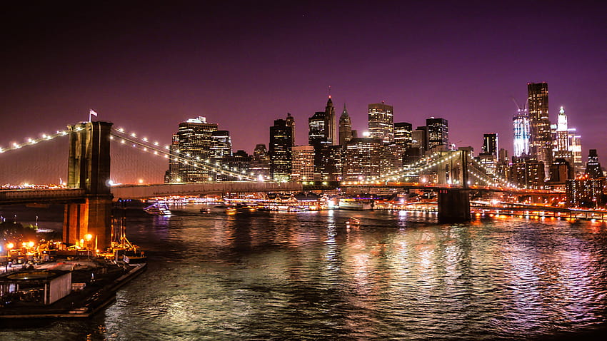 New York City États-Unis d'Amérique Nuit sur le pont de Brooklyn depuis Manhattan Bridge Ultra et ordinateur portable 3840x2160: 13 Fond d'écran HD