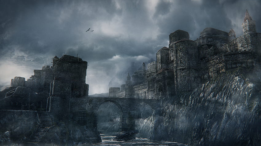 Storm Medieval Fantasy City, ville médiévale Fond d'écran HD