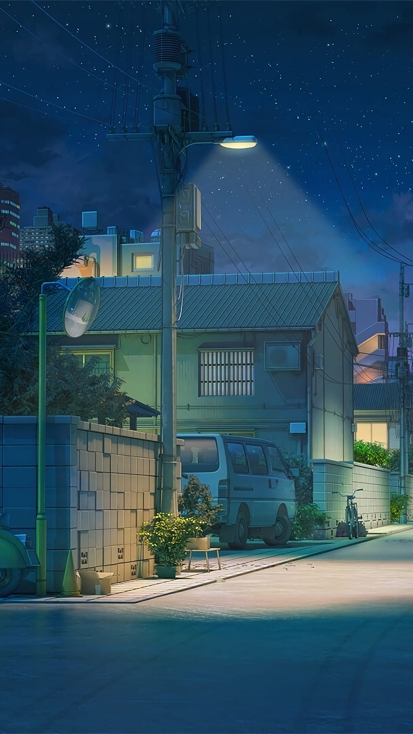 夜の日本街 [3840x2160] : アニメ街の夜 HD電話の壁紙