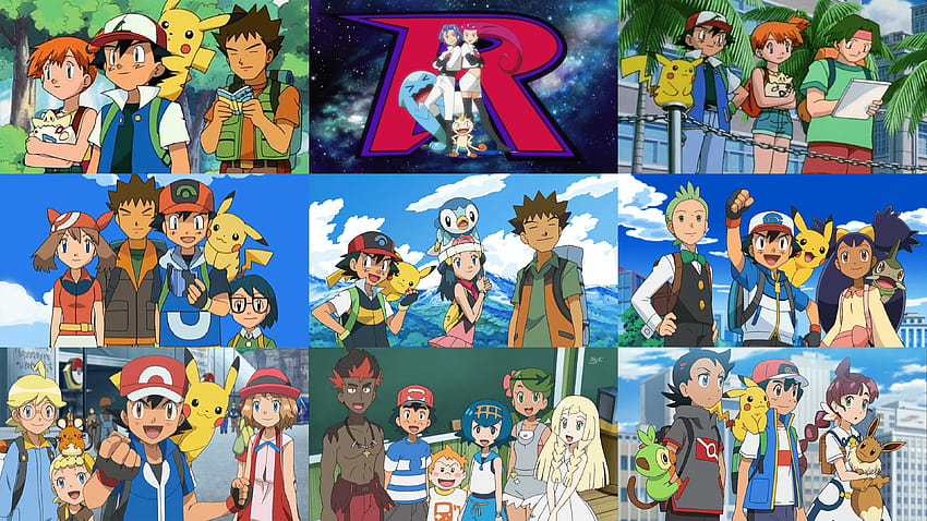 Ash & Friends + Team Rocket, Ash dan teman-temannya pokemon Wallpaper HD
