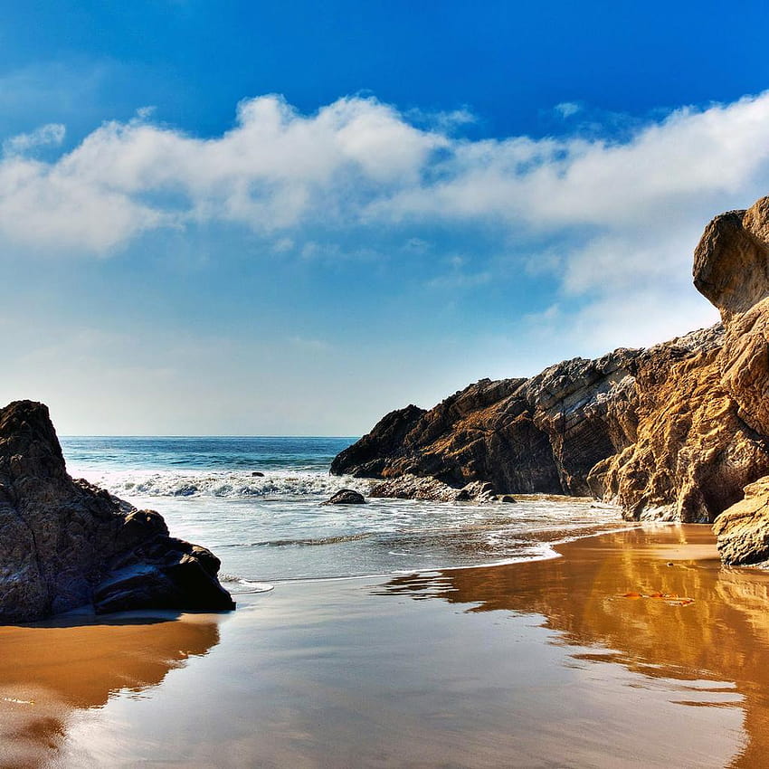 The of beach at the Pacific Ocean in Malibu, California, california coastline HD phone wallpaper