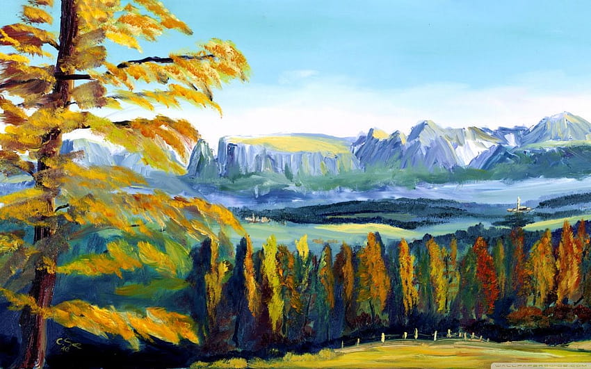 Rosengarten Dolomites Italy Oil Painting ❤ HD wallpaper