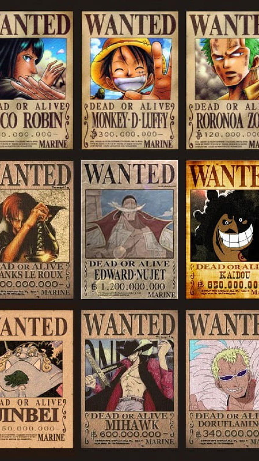 OnePiece wanted list , One Piece character wanted poster collage • For ...