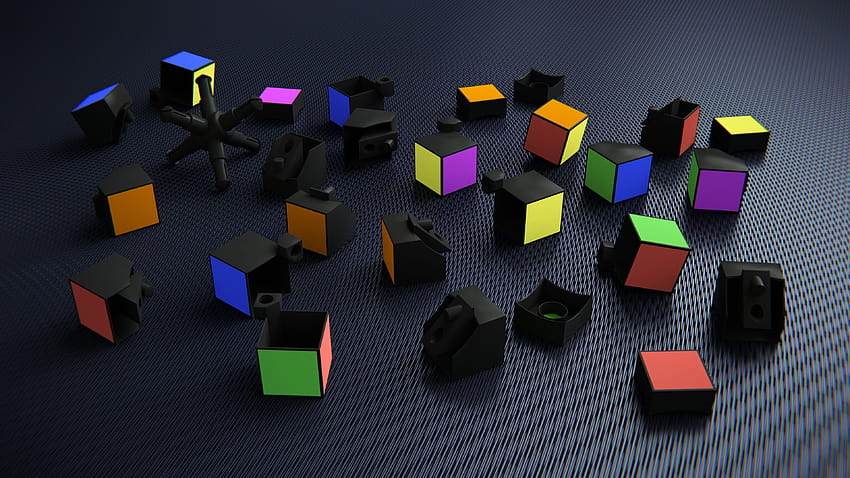 3D Rubik's Cube Disassembled U, rubic cube HD wallpaper