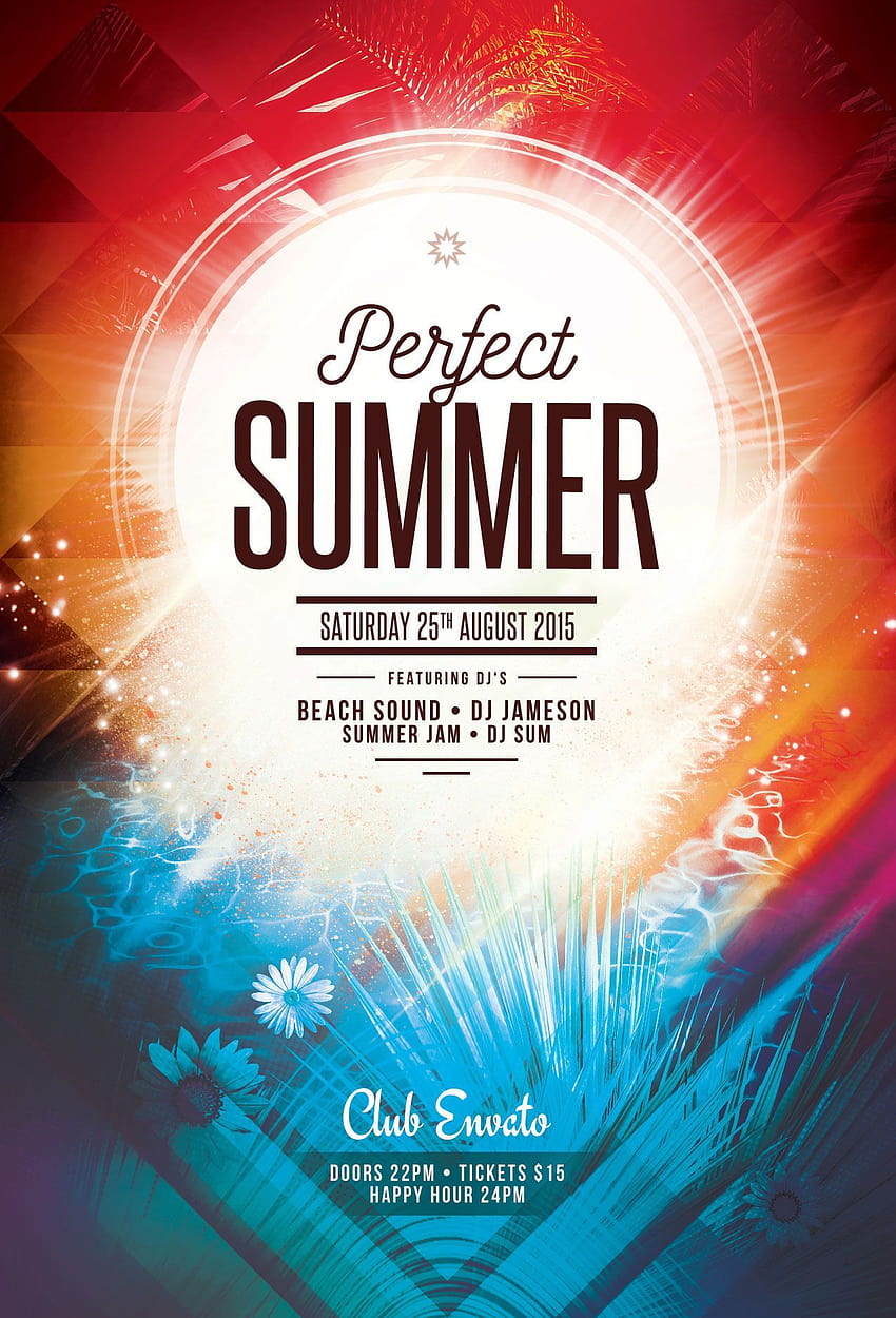 여름 플라이어 템플릿, dj 포스터 HD 전화 배경 화면