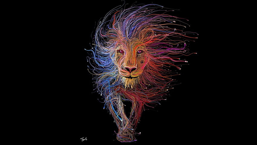 Trippy Lion, oled lion and tiger HD wallpaper