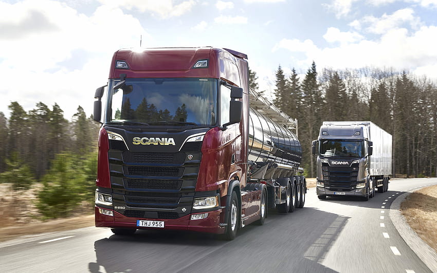 Scania S650, 2018, LKW, v8, new trucks, scania v8 logo HD wallpaper