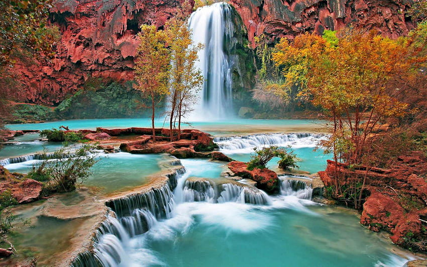 Sfondi cascata, cascate d'acqua in paradiso Sfondo HD