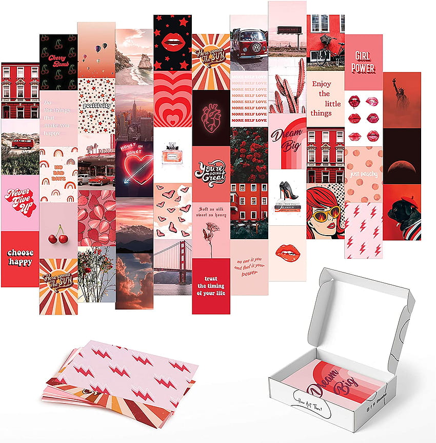 Kit collage per decorazioni estetiche da parete, collage estetico di San Valentino Sfondo del telefono HD