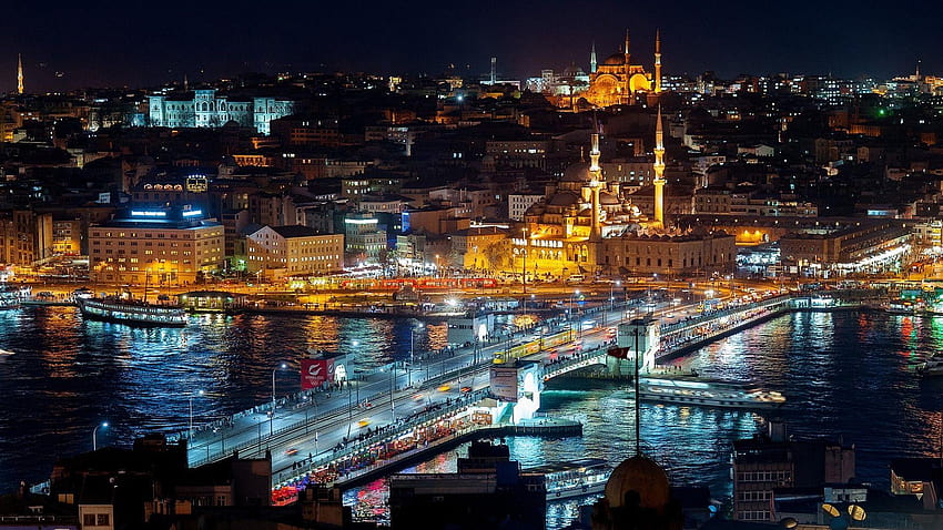 Istanbul at night, istambul HD wallpaper