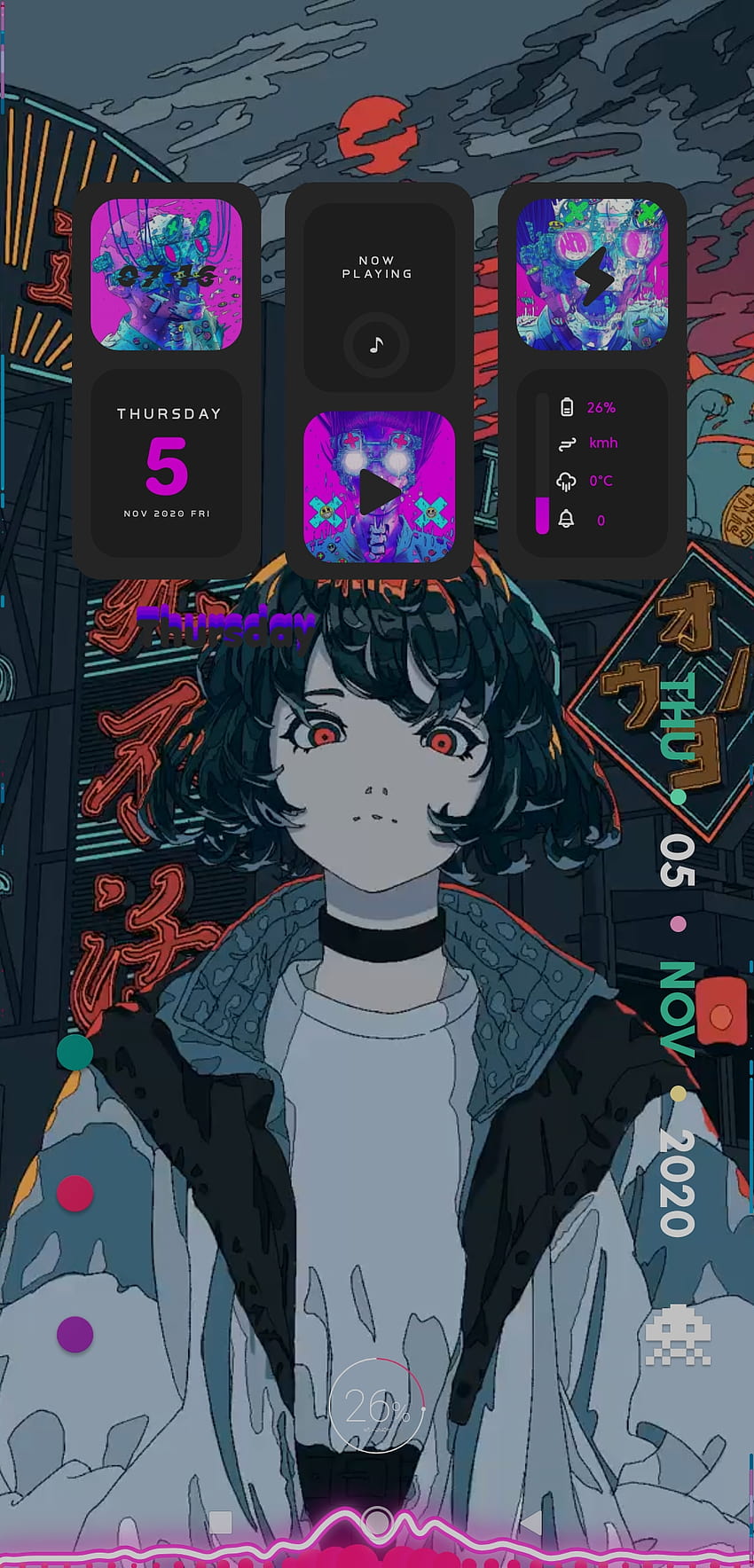 테마] 네온 일본 스타일 // 라이브 WP: androidthemes, 일본 네온 애니메이션 HD 전화 배경 화면