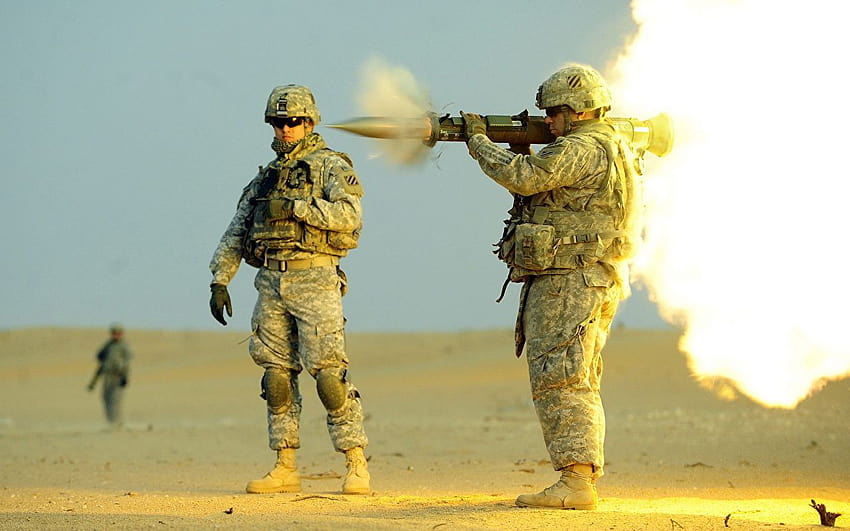 Soldado disparando Lanzagranadas Hombres Ejército de EE. UU. AT, uniformes militares de EE. UU. fondo de pantalla