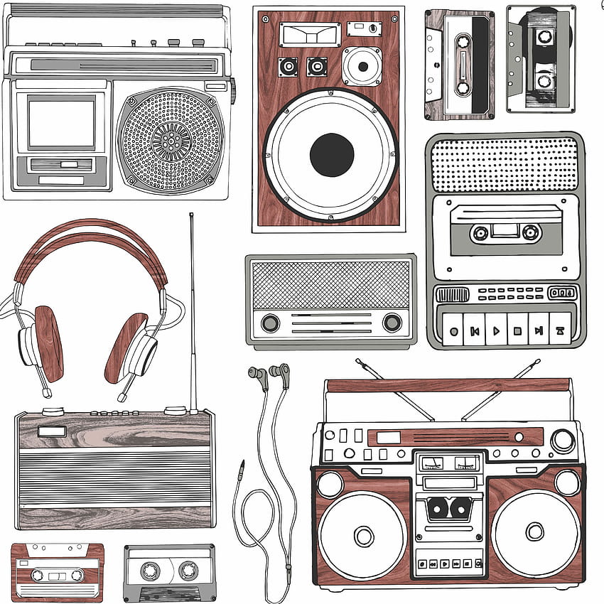 Retro Music Brown & White HD phone wallpaper