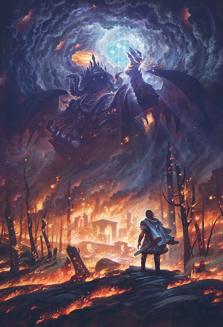 Pintura Dibujo Arte conceptual Guerra Hombres Dios Campo Fuego Tormenta Armadura Melkor El Silmarillion El Señor de fondo de pantalla del teléfono