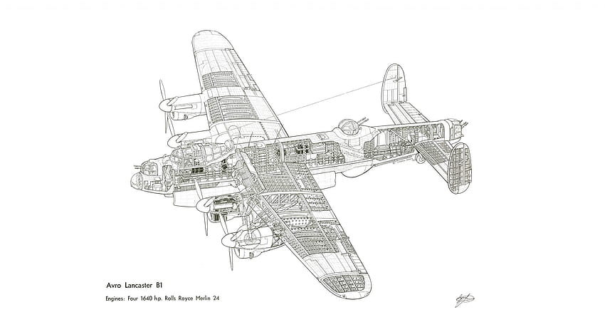 Avro Lancaster Cutaway, bombowiec Avro Lancaster Tapeta HD