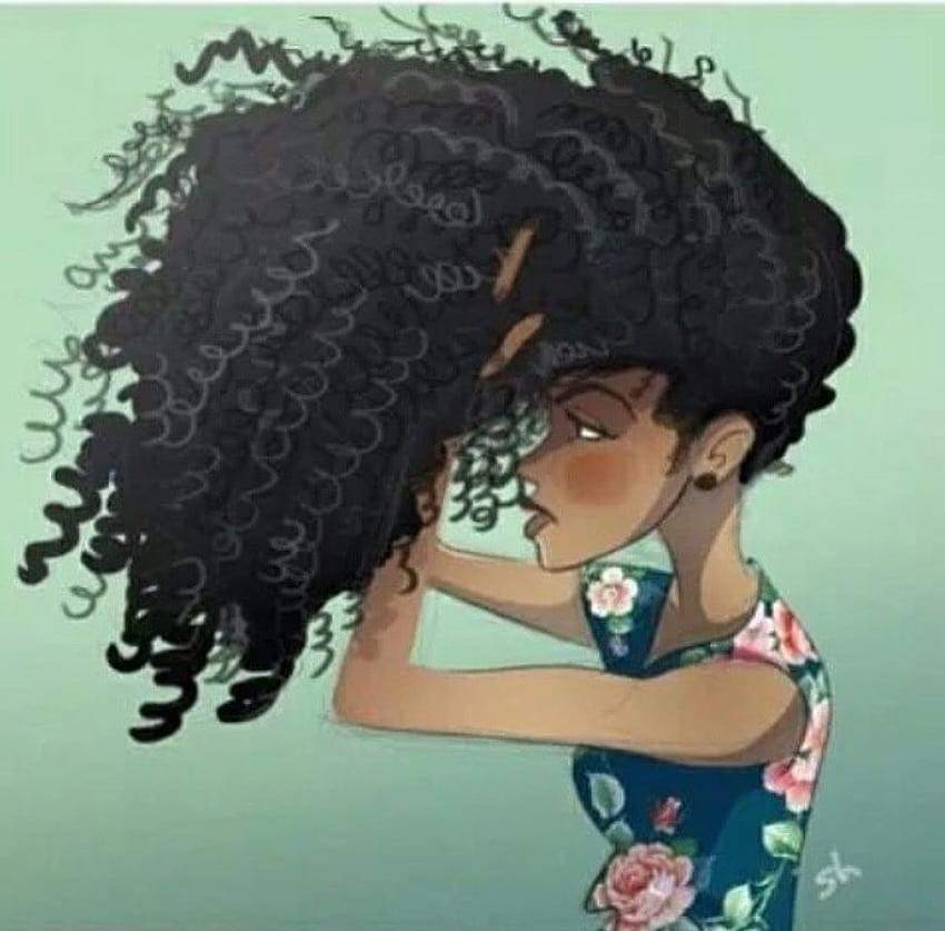 Curly Hair Cartoon, curly hair women HD wallpaper