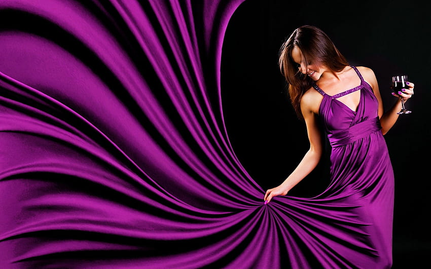 Purple Dress, ladies full dress HD wallpaper