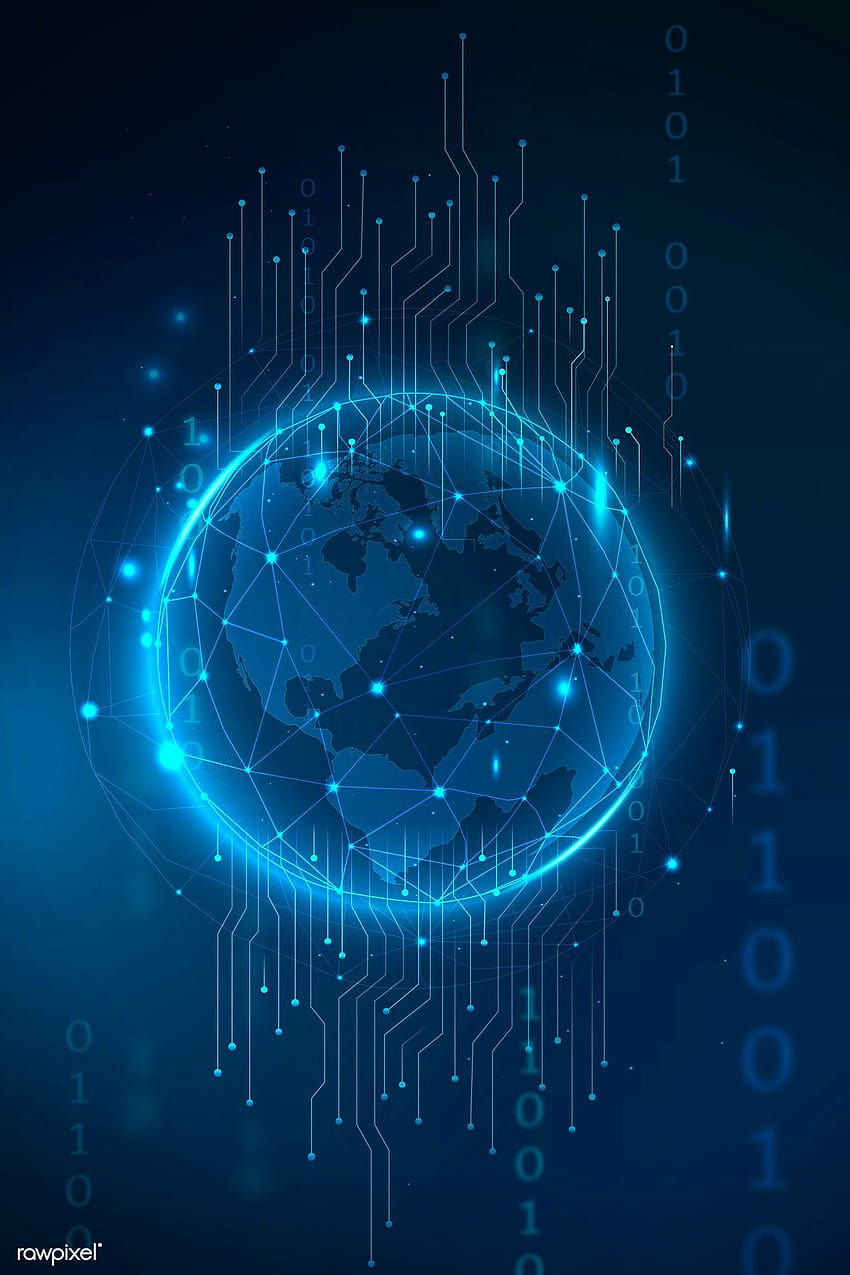 Futuristischer globaler Netzwerktechnologie-Vektor, Tech-World-Logo HD-Handy-Hintergrundbild