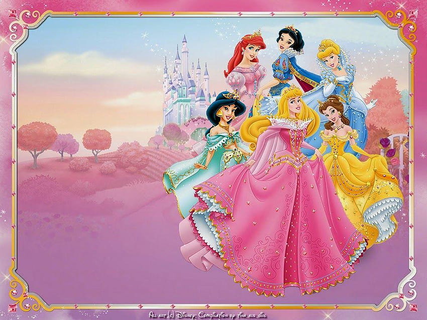 12887 pink disney princess , disney, all disney princess HD wallpaper