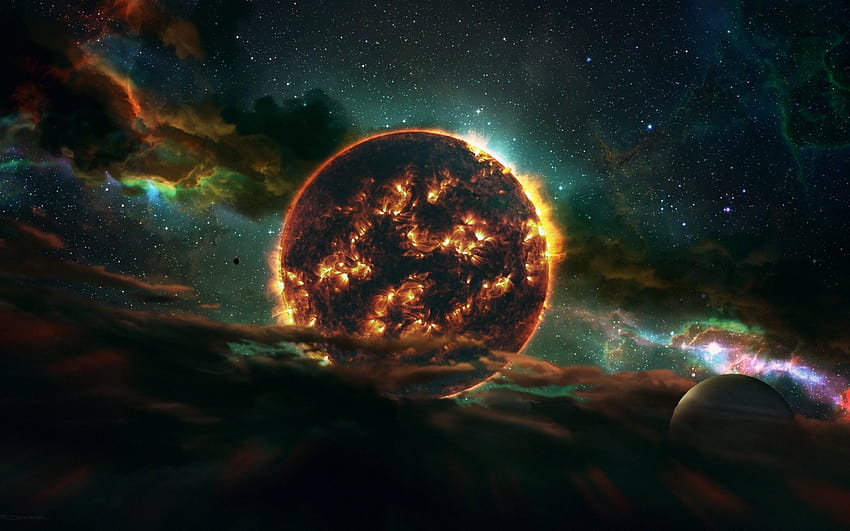 2880x1800 Earth Collapse, World In Fire, Nebula, Stars for MacBook Pro 15 inch HD wallpaper