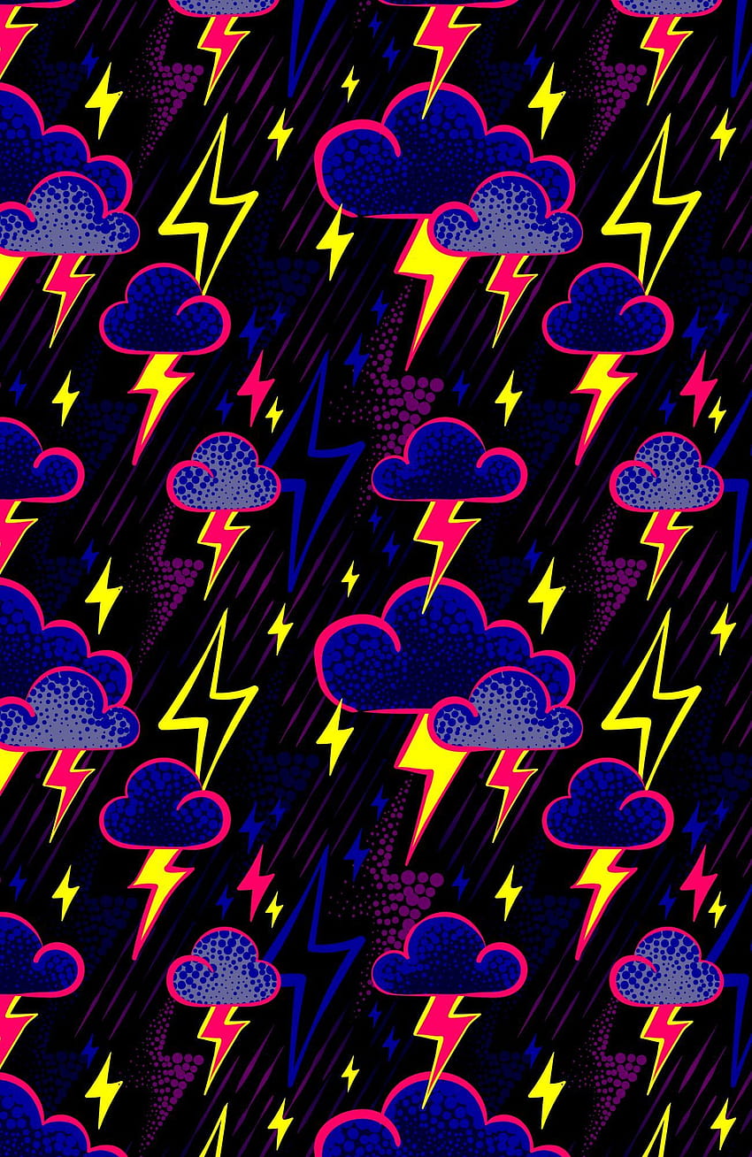 Lightning bolt storm clouds pattern print repeat fabric, lightning bolt cool HD phone wallpaper