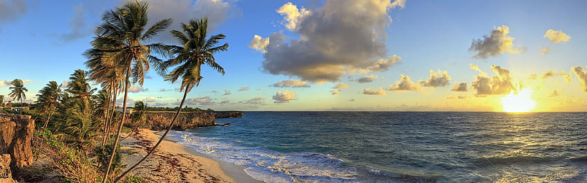 Beautiful Beach Sunset, Windows 8 Panoramic Widescreen, panorama 3840x1200 Wallpaper HD