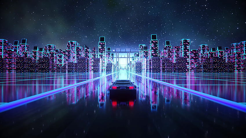 Cyber ​​Outrun Vaporwave Synth Retro Car, Artiste, voiture vaporwave Fond d'écran HD