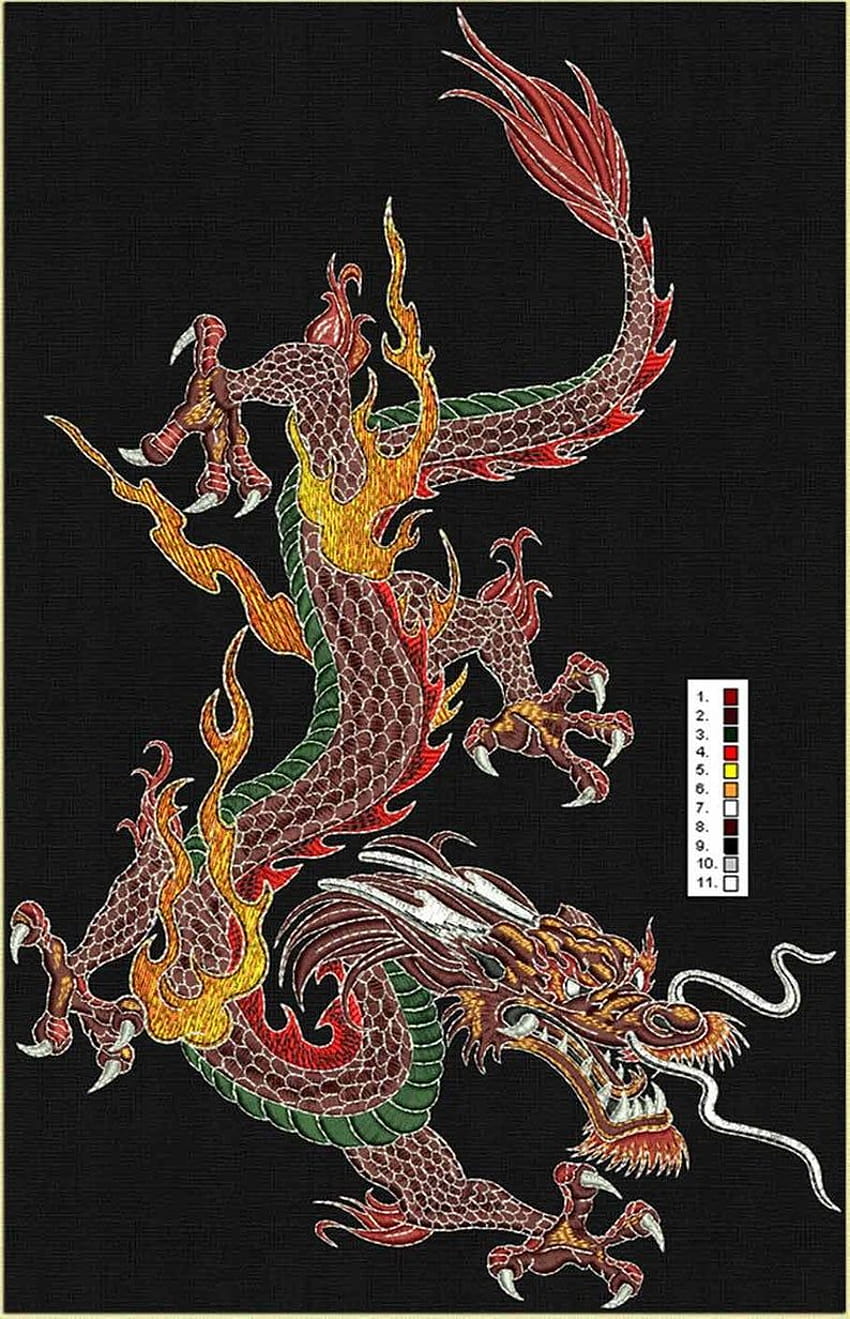 Power Dragon Embroidery Design, dragon irezumi HD phone wallpaper