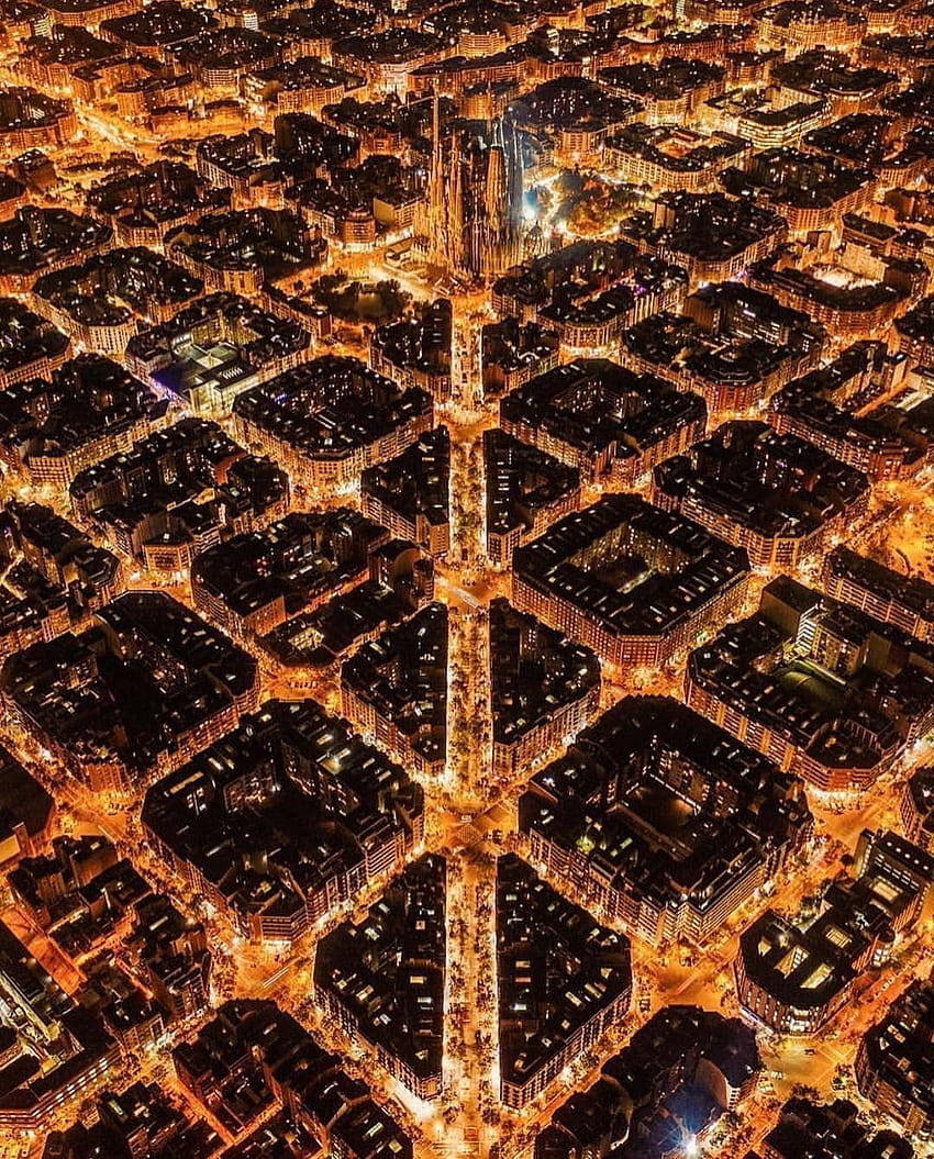 Барселона през нощта, барселона сити за android HD тапет за телефон