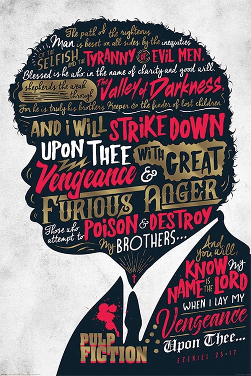 Pulp Fiction Poster Ezechiele 25:17, poster del film pulp fiction Sfondo del telefono HD