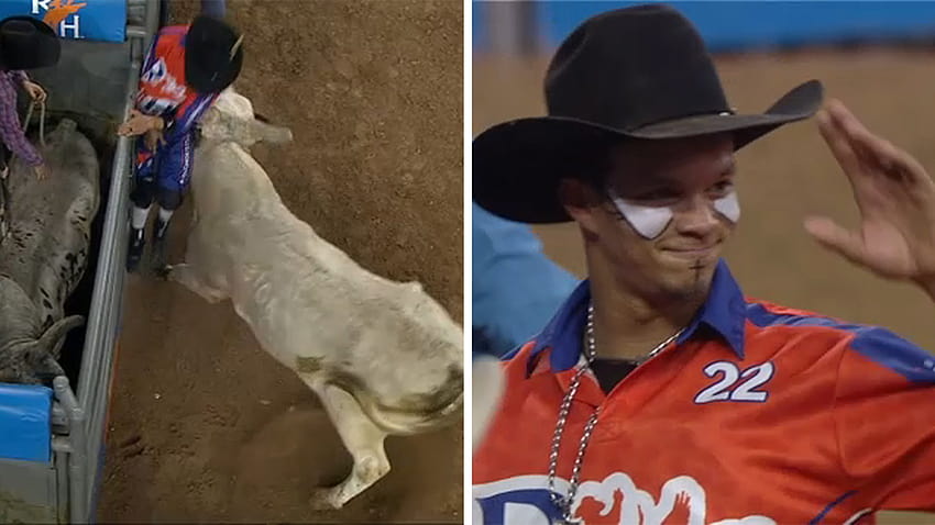 Houston Hayvancılık Gösterisi ve Rodeo: Video, boğanın boğa güreşçisi Redo Bryce'ı kapıya doğru ittiği korkunç anı gösteriyor HD duvar kağıdı