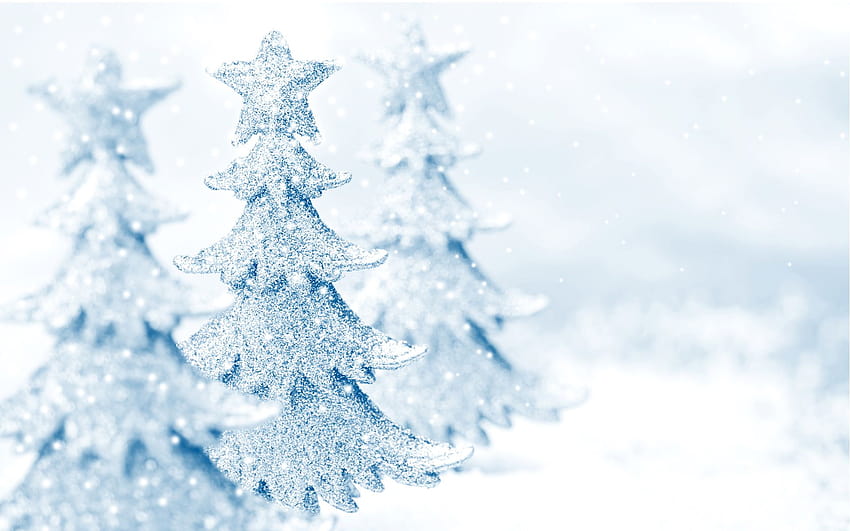 Wonderful white Christmas tree, snow flake christmas HD wallpaper