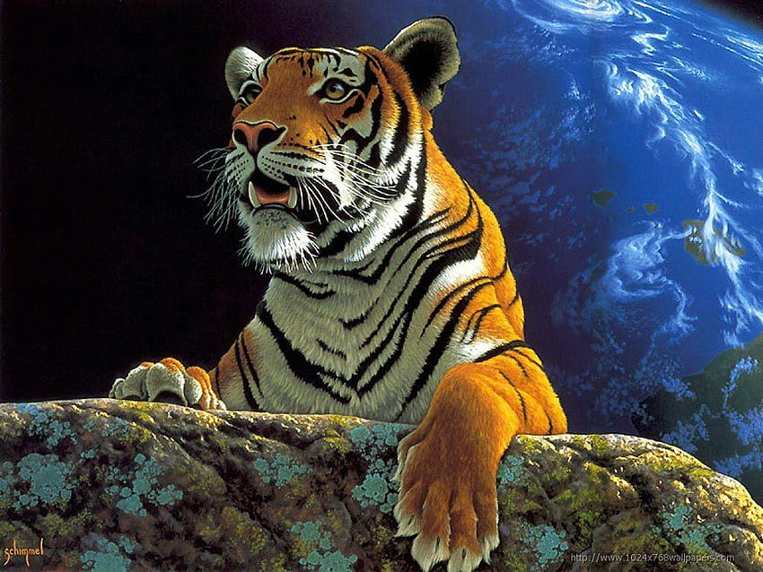 Tiger Tiger, tiger wildlife artwork HD wallpaper