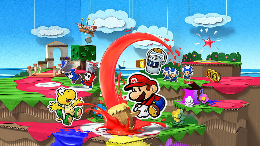 ¡Salpicadura de color de Paper Mario! [3840x2160] : fondo de pantalla
