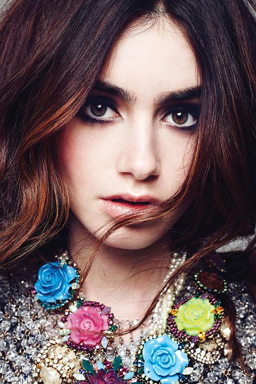 Lily Collins Women Actress Brunette Closeup Lily Collins