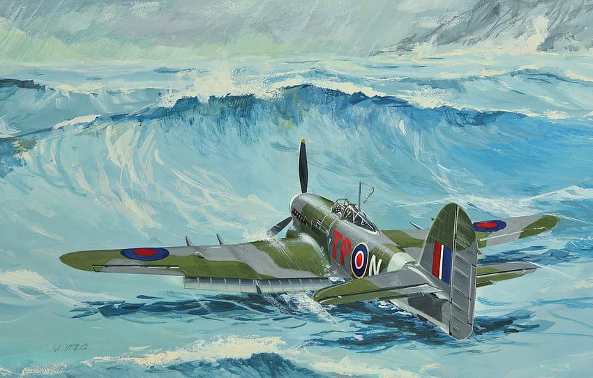 Art, fighter, hawker typhoon HD wallpaper