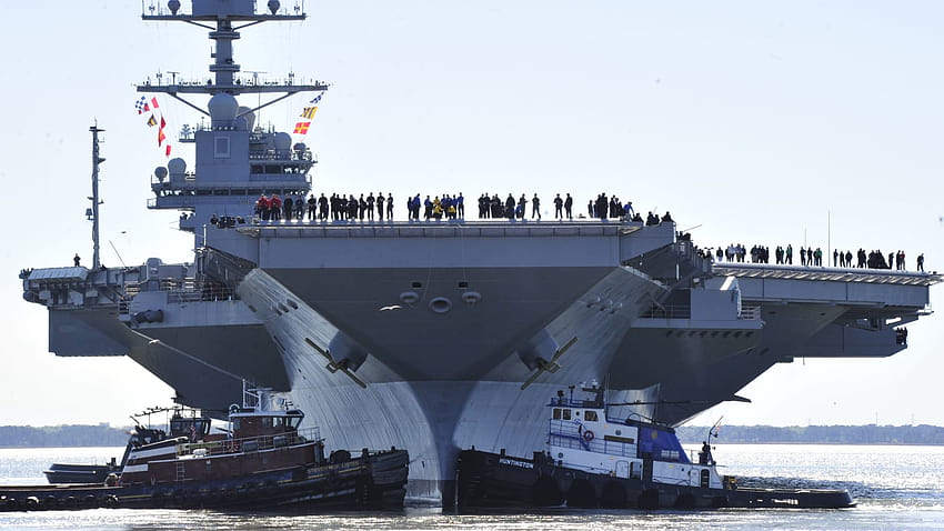 Kapal induk Ford melambangkan perjuangan Angkatan Laut dengan teknologi, biaya, uss gerald r ford Wallpaper HD