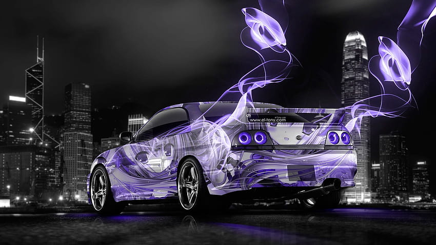 gray and purple sports coupe digital The city, anime jdm 1920x1080 HD wallpaper