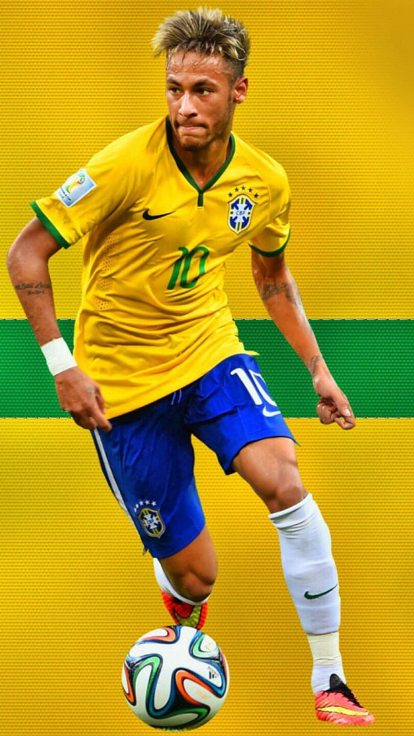 Sfondi Neymar Jr Brasile Bandiera Calcio Maglia gialla, neymar brasile 3d Sfondo del telefono HD