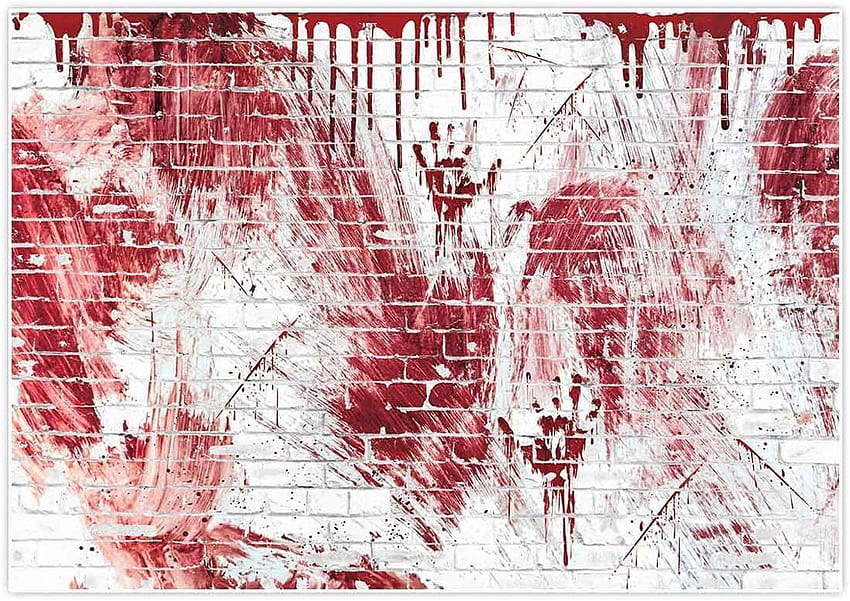10x8ft Halloween krwawy biały mur z cegły płynąca krew plusk impreza straszna kropla krwi odcisk dłoni impreza urodzinowa studio ślub tła tkaniny portret rodzinny tła tkaniny: Amazon.ca: wszystko inne, przerażająca krew halloween Tapeta HD