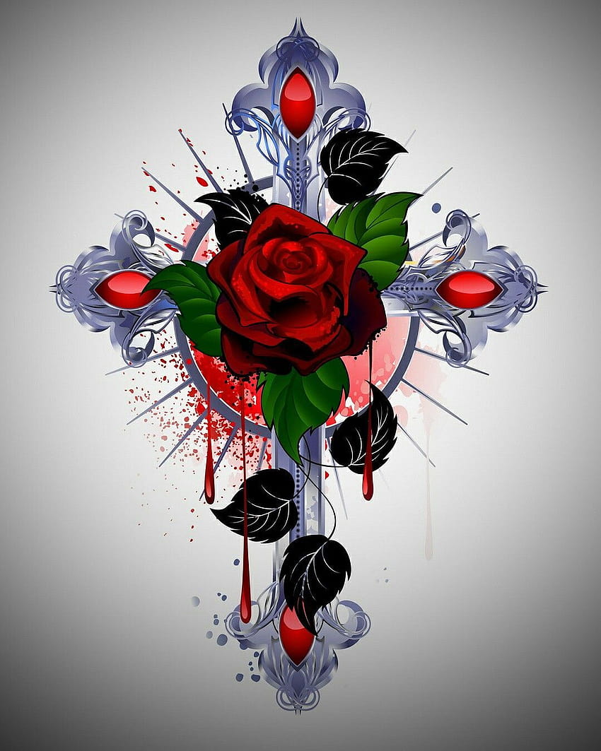 Cross and Roses, flower cross HD phone wallpaper