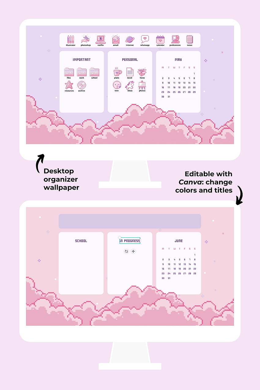 Pink Pixel Kawaii Tech Aesthetic Set, estetyczna różowa ikona Tapeta na telefon HD
