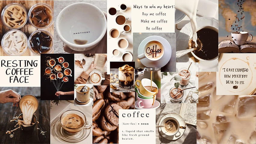 Ästhetische Kaffee-Collage :)), ästhetischer Laptop-Kaffee HD-Hintergrundbild
