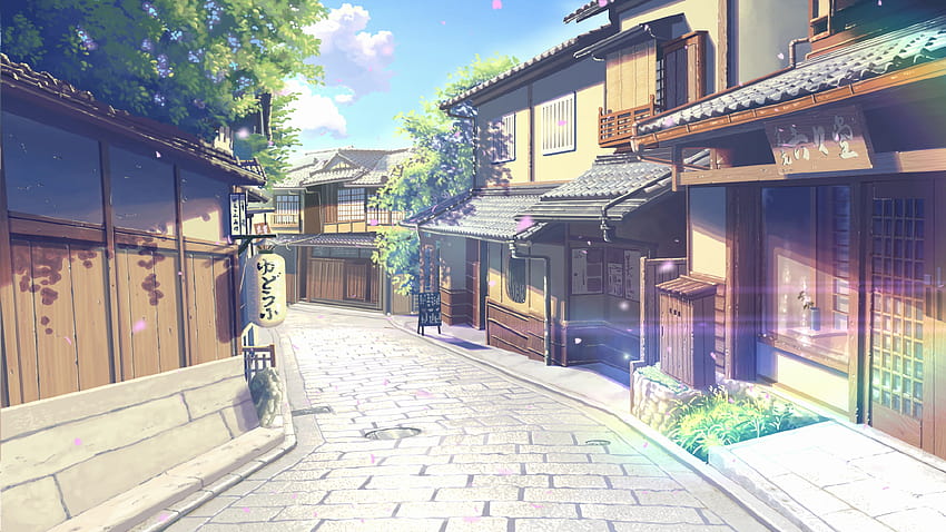 Japońskie miasto, budynki, kraj, japońskie miasto anime Tapeta HD