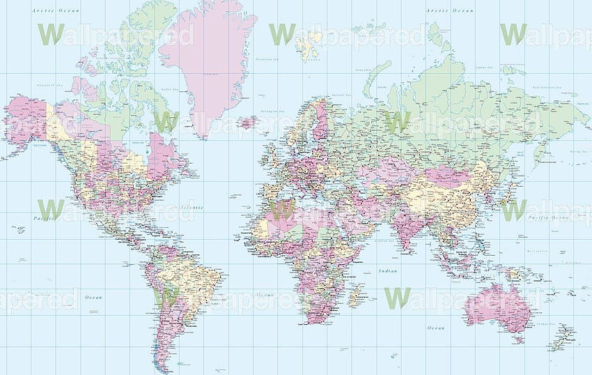 Mural Dinding Peta Dunia Pink Pastel, peta dunia Wallpaper HD